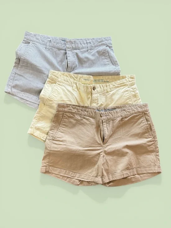 GAP Girlfriend Women's Shorts Trio — Blue Stripe, Light yellow, Tan - Picture 1 of 10